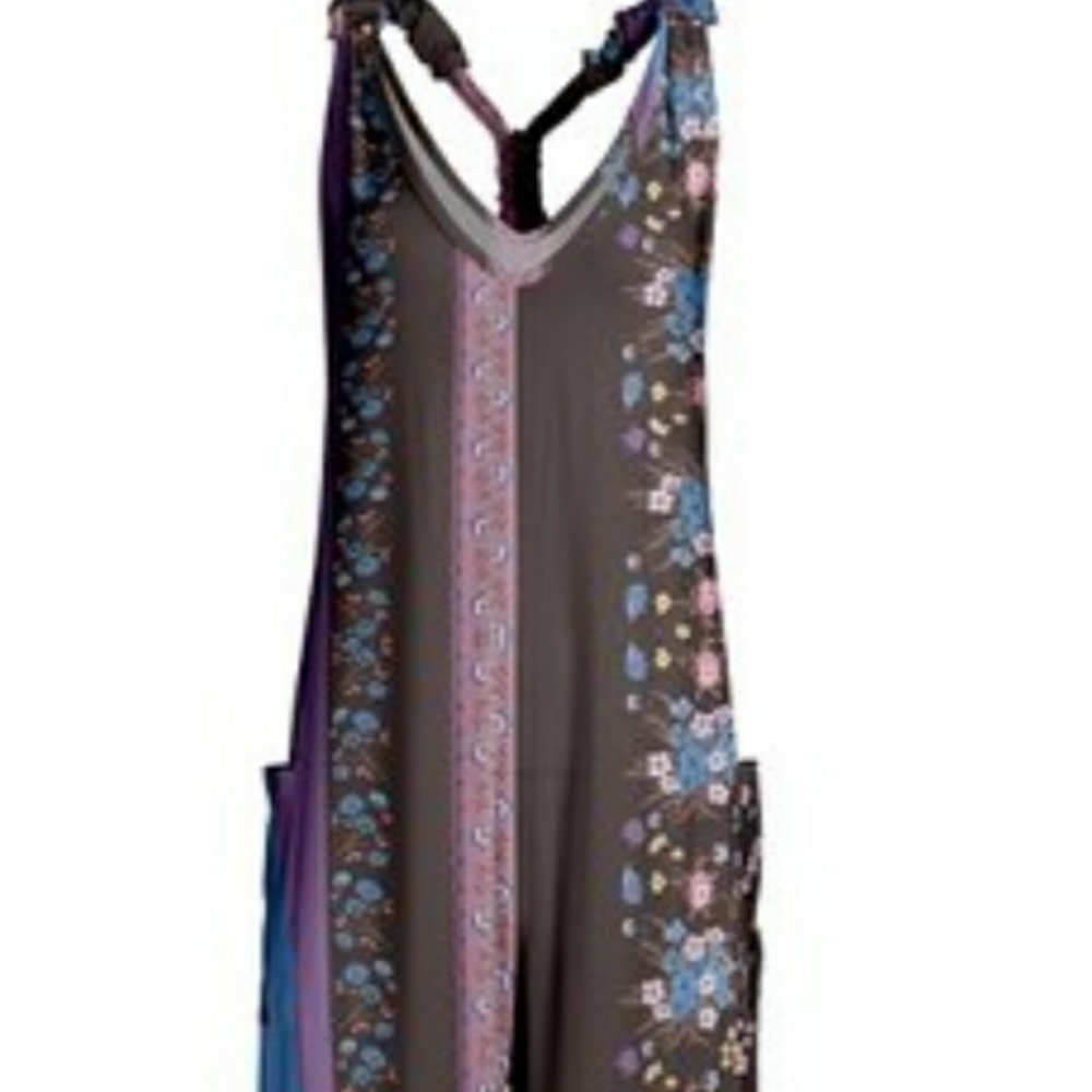 Black and floral jumpsuit